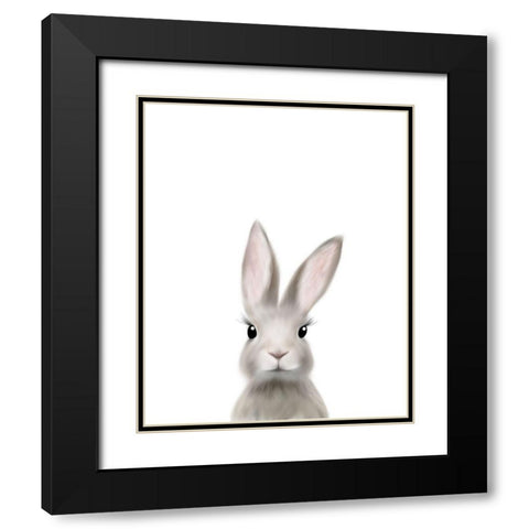 Woodland Bunny Black Modern Wood Framed Art Print with Double Matting by Straatsma, Leah
