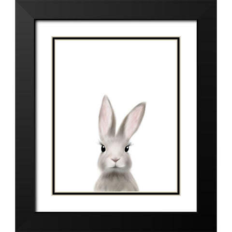Woodland Bunny Black Modern Wood Framed Art Print with Double Matting by Straatsma, Leah