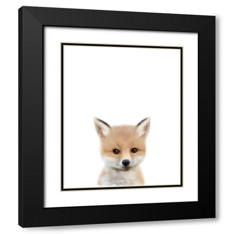 Woodland Fox Black Modern Wood Framed Art Print with Double Matting by Straatsma, Leah