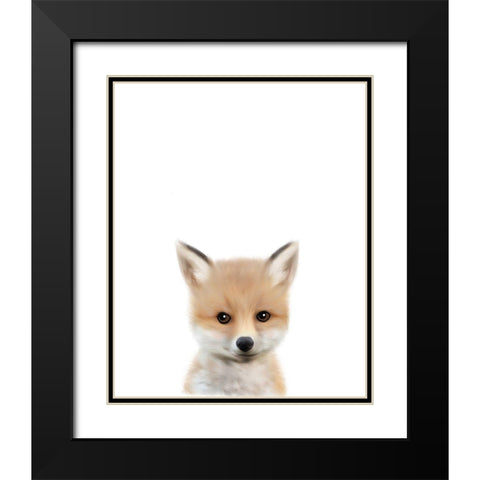 Woodland Fox Black Modern Wood Framed Art Print with Double Matting by Straatsma, Leah