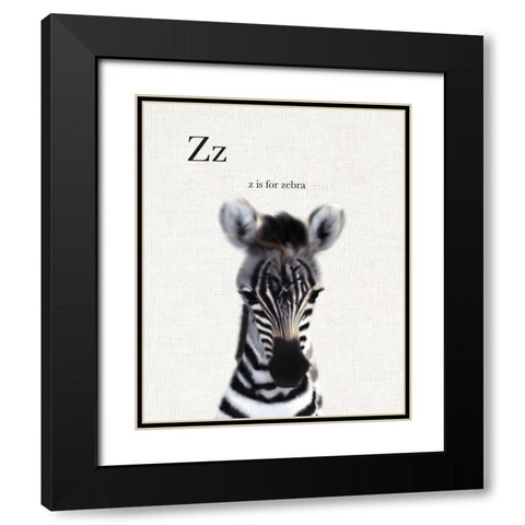 Baby Zebra Linen Black Modern Wood Framed Art Print with Double Matting by Straatsma, Leah