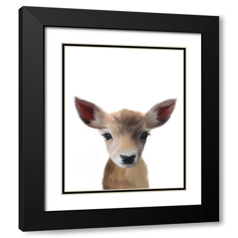 Baby Deer Black Modern Wood Framed Art Print with Double Matting by Straatsma, Leah