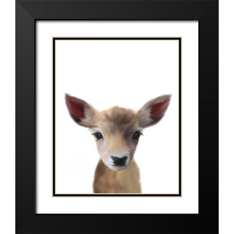 Baby Deer Black Modern Wood Framed Art Print with Double Matting by Straatsma, Leah