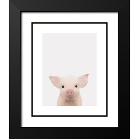 Piglet Gray Black Modern Wood Framed Art Print with Double Matting by Straatsma, Leah