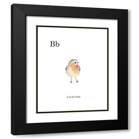Bb Is For Bird Black Modern Wood Framed Art Print with Double Matting by Straatsma, Leah