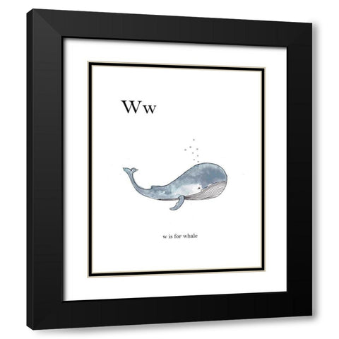 Ww Is For Whale Black Modern Wood Framed Art Print with Double Matting by Straatsma, Leah
