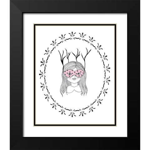 Woodland Girl Art Black Modern Wood Framed Art Print with Double Matting by Straatsma, Leah