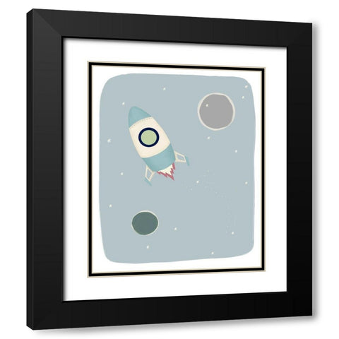 Rocket Ship Black Modern Wood Framed Art Print with Double Matting by Straatsma, Leah