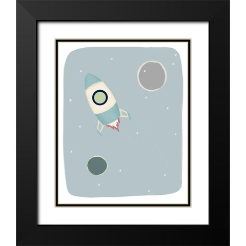 Rocket Ship Black Modern Wood Framed Art Print with Double Matting by Straatsma, Leah