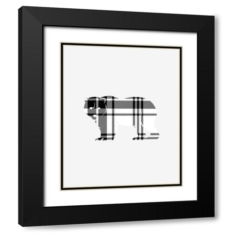 Tartan Bear Black Modern Wood Framed Art Print with Double Matting by Straatsma, Leah