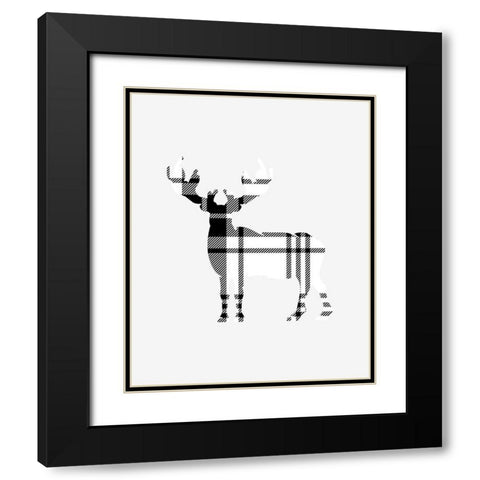 Tartan Deer Black Modern Wood Framed Art Print with Double Matting by Straatsma, Leah