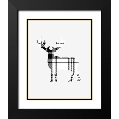 Tartan Deer Black Modern Wood Framed Art Print with Double Matting by Straatsma, Leah