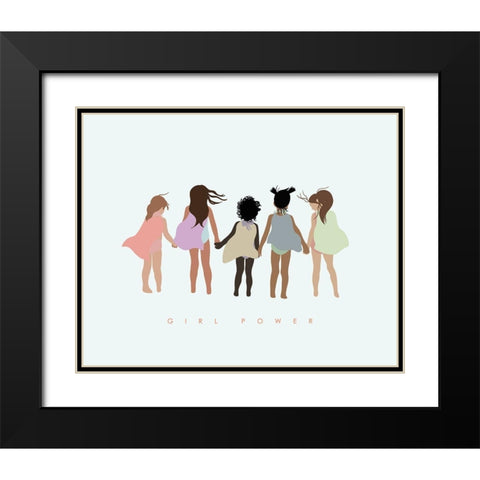 Girl Power with Capes Black Modern Wood Framed Art Print with Double Matting by Straatsma, Leah