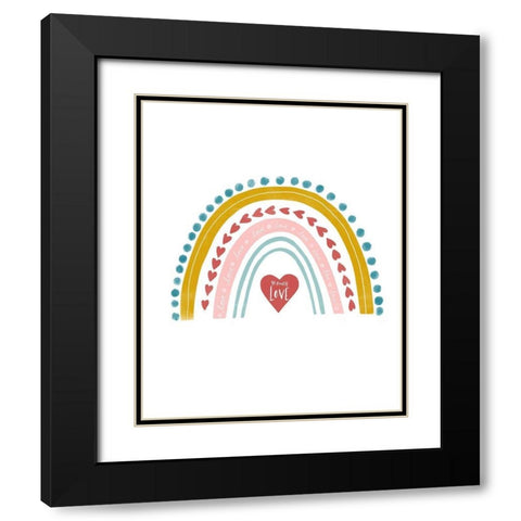 Happy Heart Rainbow So Much Love Black Modern Wood Framed Art Print with Double Matting by Straatsma, Leah