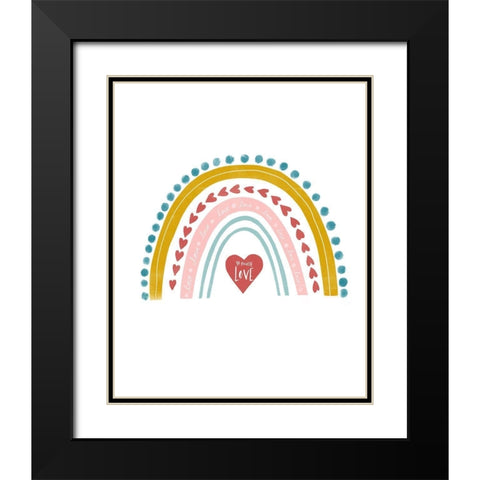 Happy Heart Rainbow So Much Love Black Modern Wood Framed Art Print with Double Matting by Straatsma, Leah