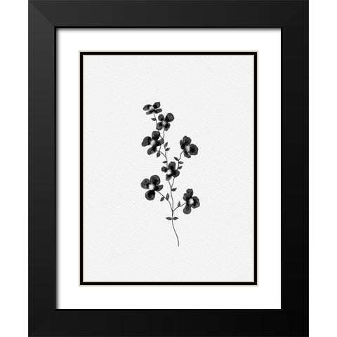 Black Watercolor Florals Black Modern Wood Framed Art Print with Double Matting by Straatsma, Leah