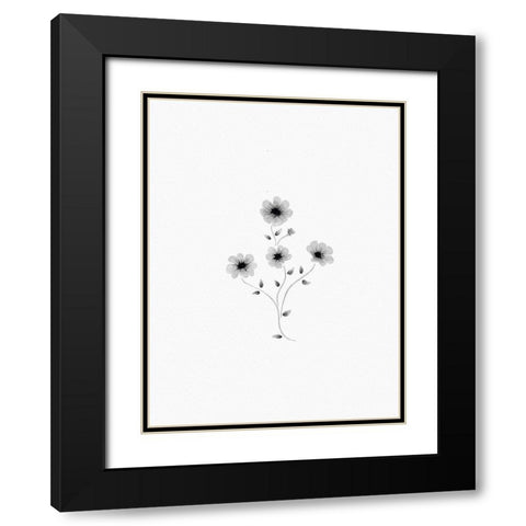 Light Grey Watercolor Florals Black Modern Wood Framed Art Print with Double Matting by Straatsma, Leah