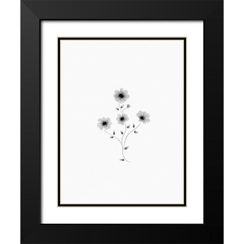 Light Grey Watercolor Florals Black Modern Wood Framed Art Print with Double Matting by Straatsma, Leah