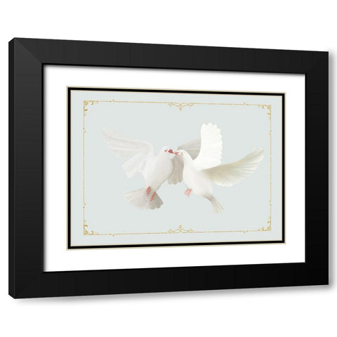 Christmas Doves Black Modern Wood Framed Art Print with Double Matting by Straatsma, Leah