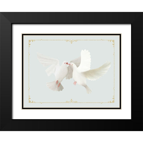Christmas Doves Black Modern Wood Framed Art Print with Double Matting by Straatsma, Leah