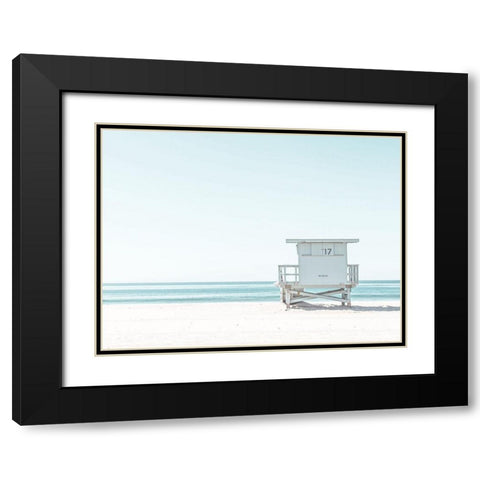 Beach Hut Black Modern Wood Framed Art Print with Double Matting by Straatsma, Leah
