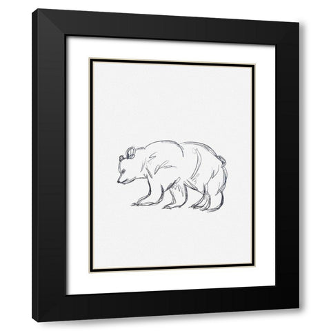 Cabin Minimal Bear Sketch Black Modern Wood Framed Art Print with Double Matting by Straatsma, Leah
