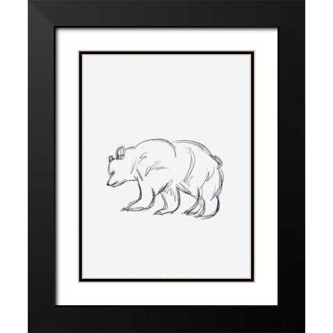 Cabin Minimal Bear Sketch Black Modern Wood Framed Art Print with Double Matting by Straatsma, Leah
