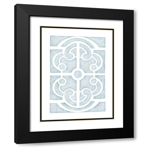 Blue Parterre Black Modern Wood Framed Art Print with Double Matting by Straatsma, Leah