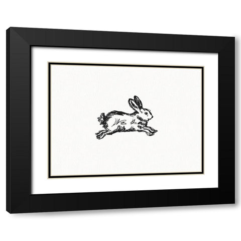 Fluffy Baby Hare Black Modern Wood Framed Art Print with Double Matting by Straatsma, Leah