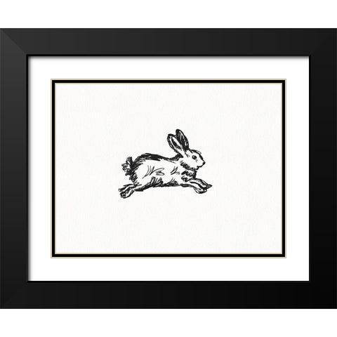 Fluffy Baby Hare Black Modern Wood Framed Art Print with Double Matting by Straatsma, Leah