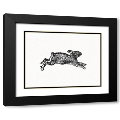 Inky Hare Black Modern Wood Framed Art Print with Double Matting by Straatsma, Leah