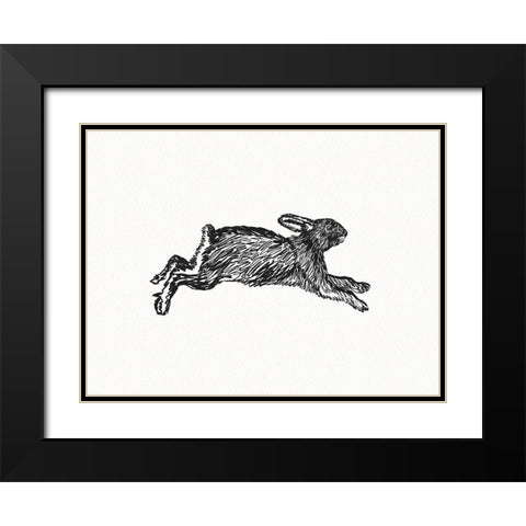Inky Hare Black Modern Wood Framed Art Print with Double Matting by Straatsma, Leah