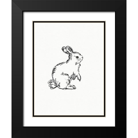 Vintage Hare Black Modern Wood Framed Art Print with Double Matting by Straatsma, Leah