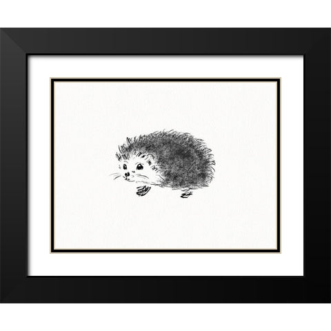 Hedgehog Black Modern Wood Framed Art Print with Double Matting by Straatsma, Leah