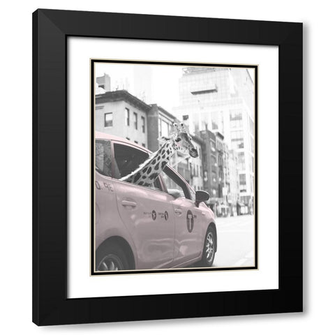 Giraffe in NYC Black Modern Wood Framed Art Print with Double Matting by Straatsma, Leah