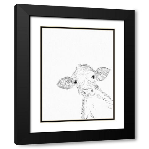 Hello Cow Black Modern Wood Framed Art Print with Double Matting by Straatsma, Leah