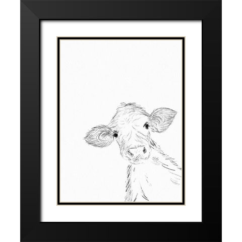 Hello Cow Black Modern Wood Framed Art Print with Double Matting by Straatsma, Leah