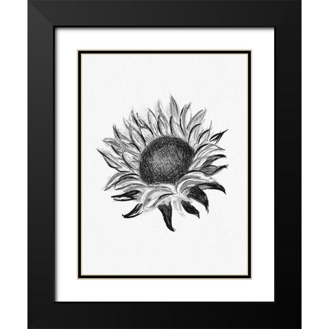 Sunflower Black Modern Wood Framed Art Print with Double Matting by Straatsma, Leah