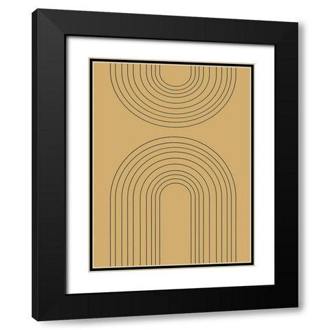 Abstract Rainbow Ochre Black Modern Wood Framed Art Print with Double Matting by Straatsma, Leah
