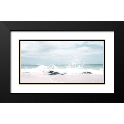 Splash Waves Black Modern Wood Framed Art Print with Double Matting by Straatsma, Leah