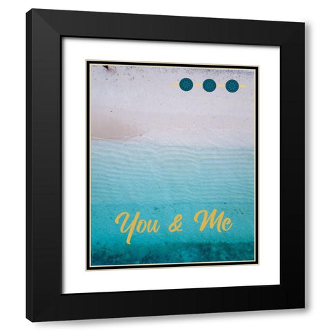 By the Sea Saffron Teal 1 Black Modern Wood Framed Art Print with Double Matting by Hogan, Melody