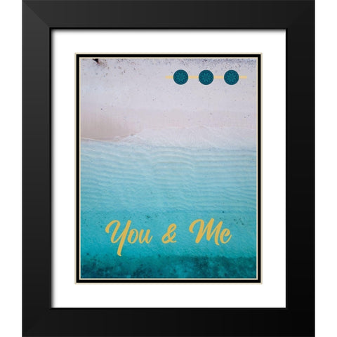 By the Sea Saffron Teal 1 Black Modern Wood Framed Art Print with Double Matting by Hogan, Melody