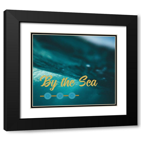 By the Sea Saffron Teal 3 Black Modern Wood Framed Art Print with Double Matting by Hogan, Melody