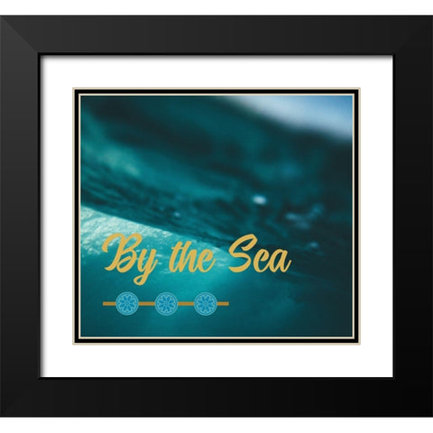 By the Sea Saffron Teal 3 Black Modern Wood Framed Art Print with Double Matting by Hogan, Melody