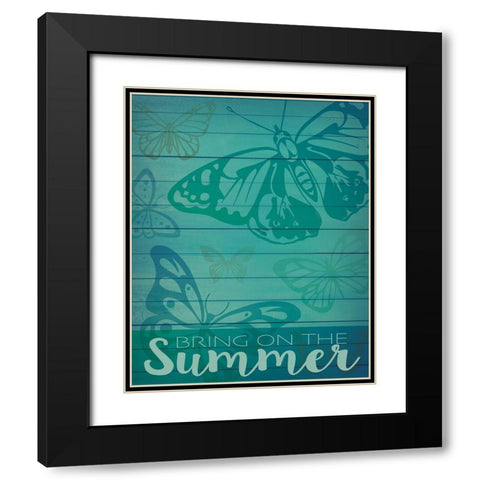 Welcome Summer Flag 2 Black Modern Wood Framed Art Print with Double Matting by Hogan, Melody