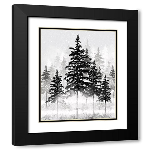 Misty Pines 1 Black Modern Wood Framed Art Print with Double Matting by Hogan, Melody