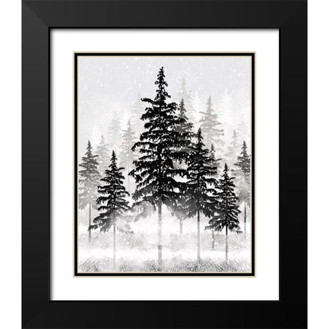 Misty Pines 1 Black Modern Wood Framed Art Print with Double Matting by Hogan, Melody