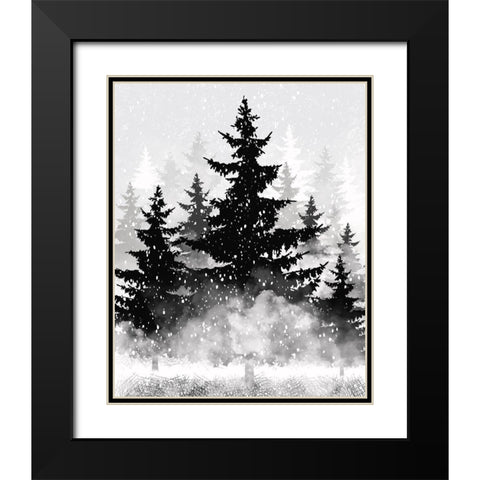 Misty Pines 2 Black Modern Wood Framed Art Print with Double Matting by Hogan, Melody