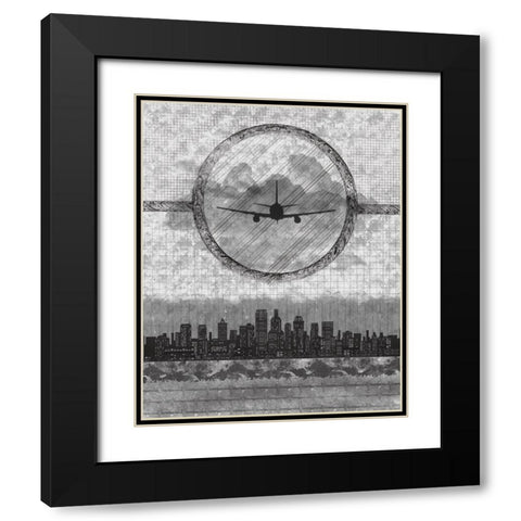 Skyline Airline 1 Black Modern Wood Framed Art Print with Double Matting by Hogan, Melody