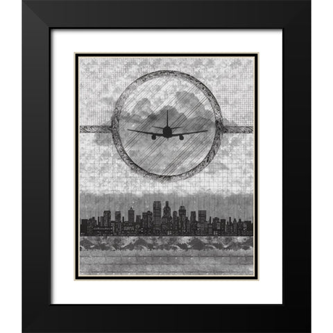 Skyline Airline 1 Black Modern Wood Framed Art Print with Double Matting by Hogan, Melody